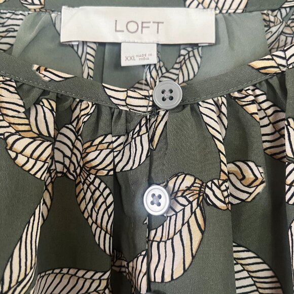 LOFT Green Floral Print Blouse - XXL - New! - Picture 4 of 7